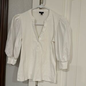 Express withe blouse puffy sleeves new no tags stretch